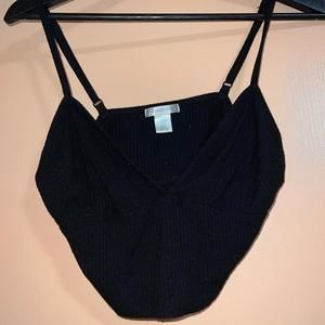 Cute Black cross cropped top